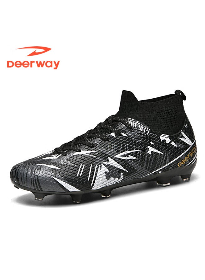 Deerway Adult Ag Stud Soccer Shoes Grass Field Compeion Training Durable Non-slip White Gray Black Ag Studs Size 41 - Image 3
