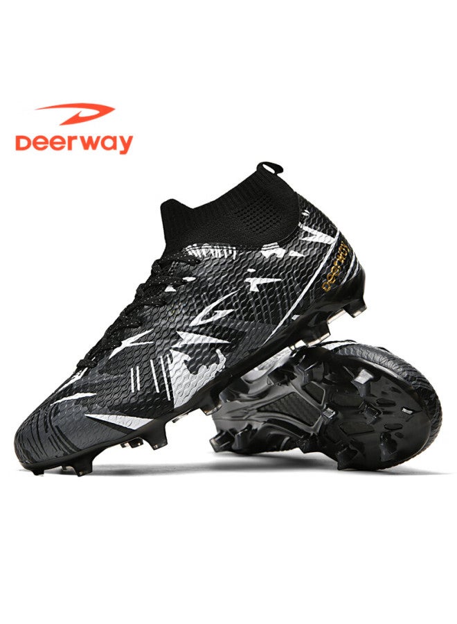 Deerway Adult Ag Stud Soccer Shoes Grass Field Compeion Training Durable Non-slip White Gray Black Ag Studs Size 41 - Image 2