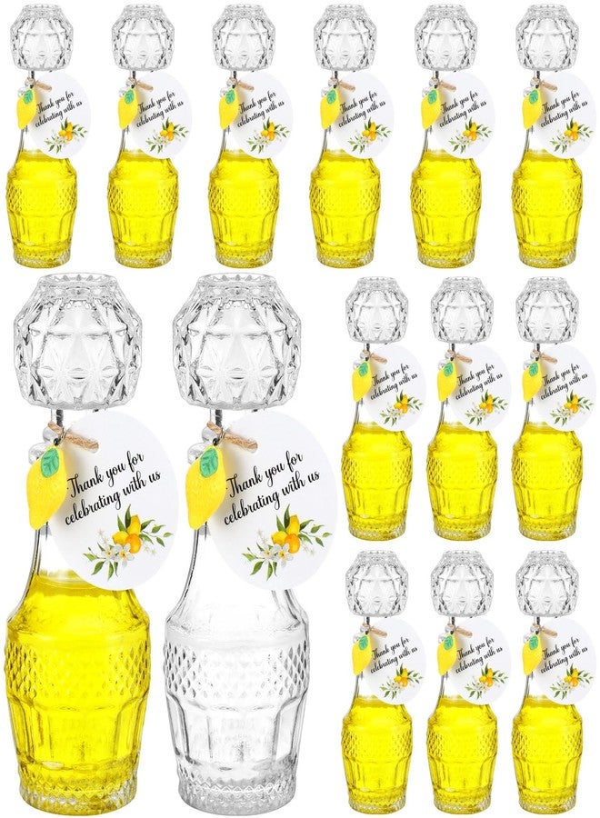 Chuangdi 16 Sets Mini Limoncello Glass Bottles Limoncello Bottles with Labels 1.7 oz Lemon Pendants Lemon Party Favors for Christmas Homemade Brewing Wedding Baby Shower Gifts(Fresh) - Image 1