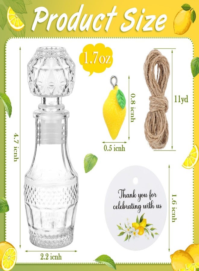 Chuangdi 16 Sets Mini Limoncello Glass Bottles Limoncello Bottles with Labels 1.7 oz Lemon Pendants Lemon Party Favors for Christmas Homemade Brewing Wedding Baby Shower Gifts(Fresh) - Image 3