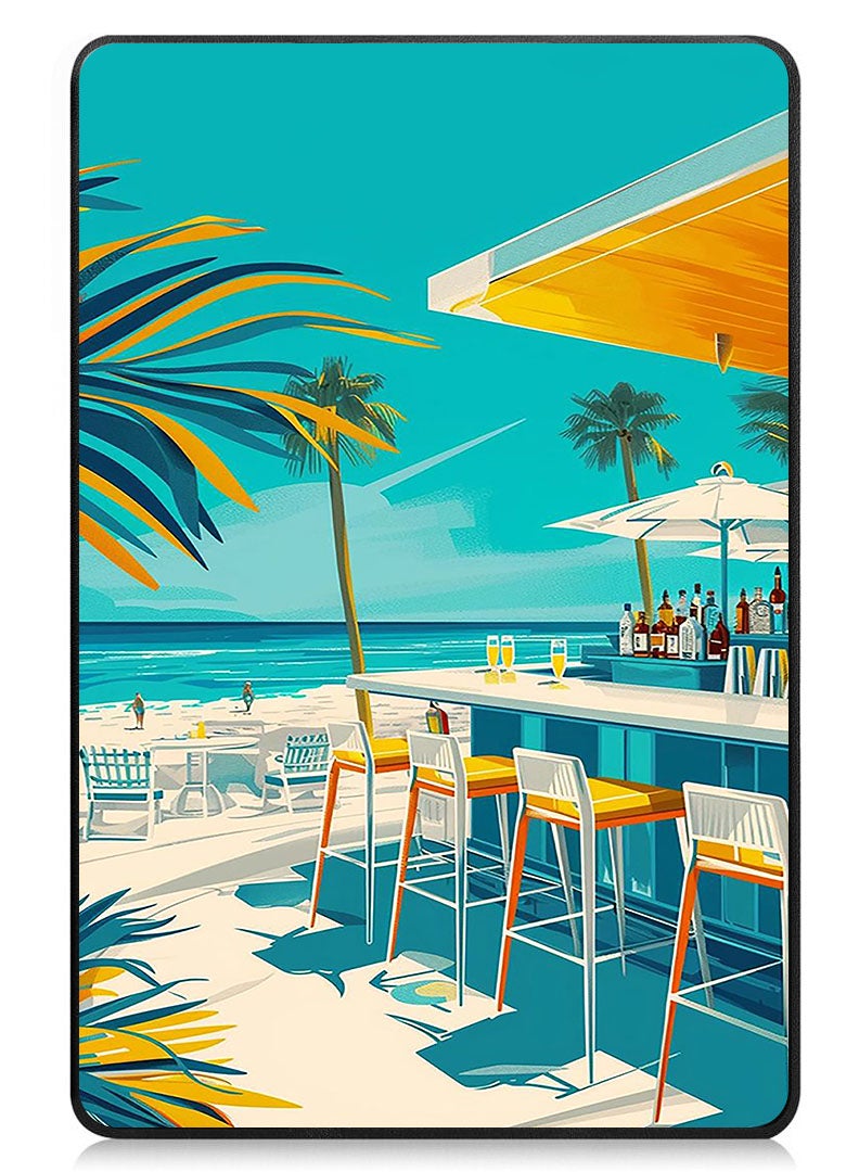 Theodor Protective Flip Case For Apple iPad Pro 13 (2024) With Trifold Stand Auto Wake Sleep Shockproof Cover a painting of a bar on the beach - Image 1