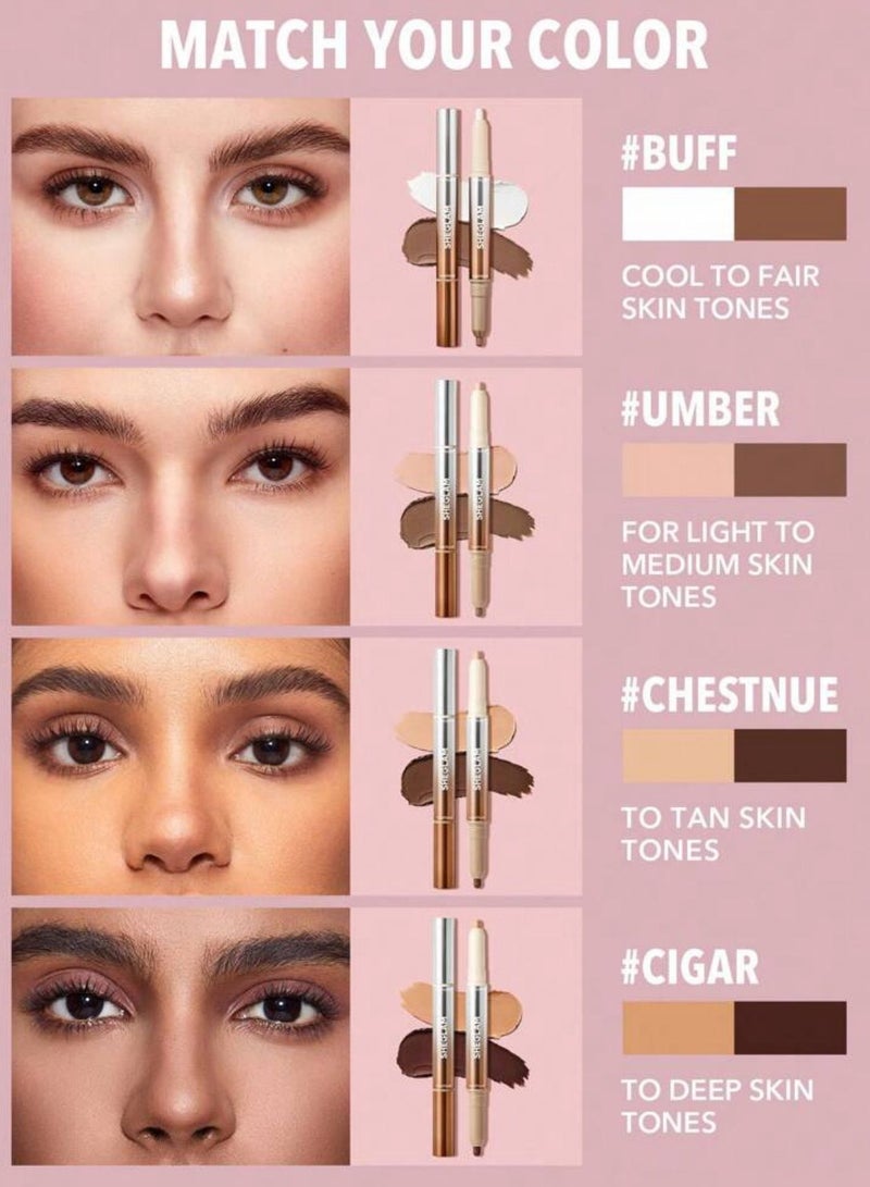 SHEGLAM Fine Line 2-In-1 Nose Contour & Highlight Pen-Umber Bronzer Stick Dual Umber - Image 4