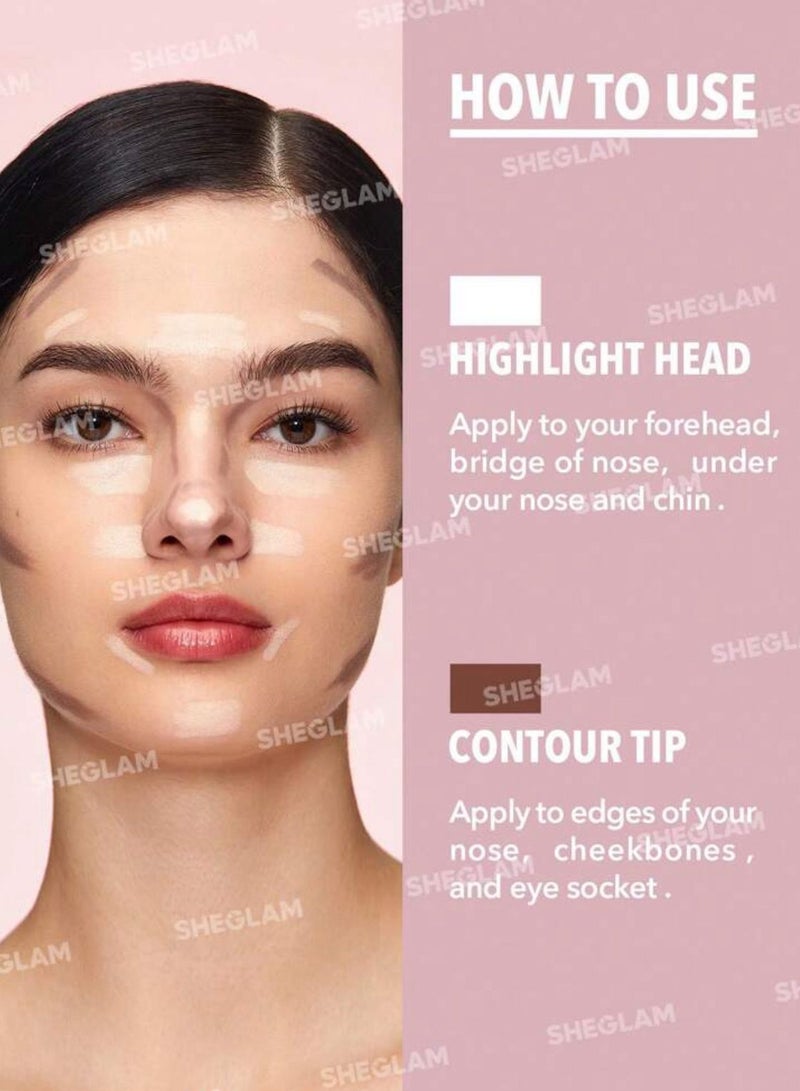 SHEGLAM Fine Line 2-In-1 Nose Contour & Highlight Pen-Umber Bronzer Stick Dual Umber - Image 5