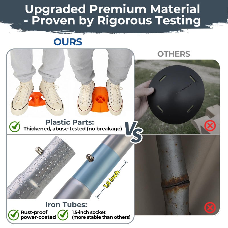 Tuszom Boat Cover Support Pole Systems with Anti-UV PE Ropes & 9" ABS Base, Highly Stable Windproof Support Pole - Adjustbale 1-1/8" in Diameter for V-Hull/Pontoon/Jon Boat Cover (2 Pack) - Image 5