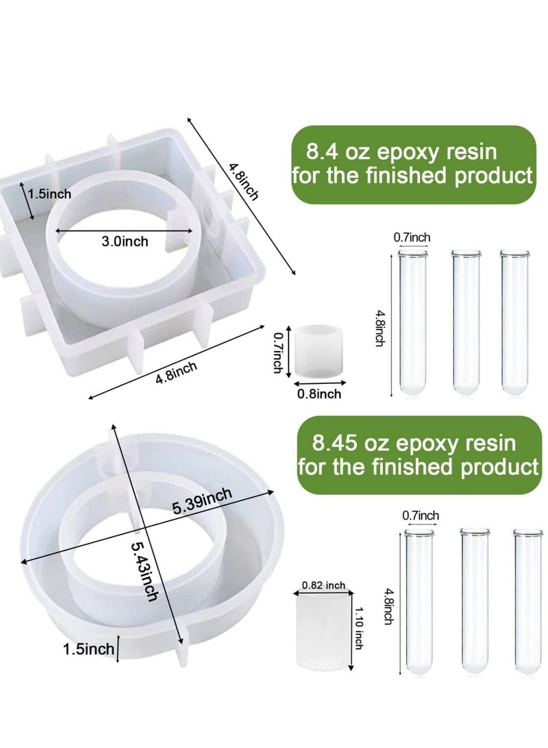 Excefore Resin Mold for Plant Propagation Station Vase Epoxy Molds with 6 Test Tubes Hydroponic/Flowers Home Office Desktop Decoration Wedding Decor (2Pcs) - Image 2
