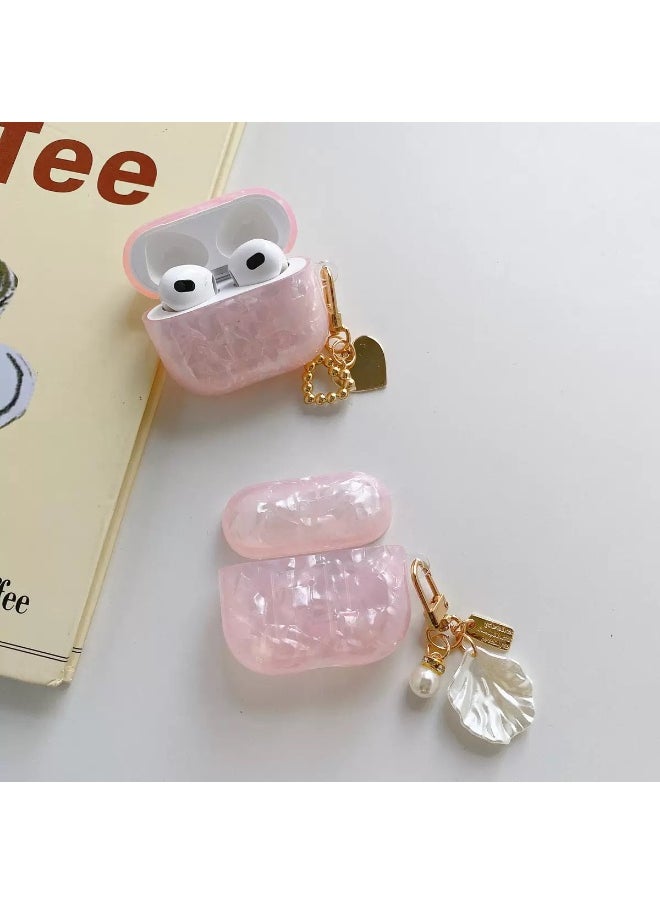 Pink Shell Pattern Plus Shell Pendant Suitable for airpods  3 Protective Case