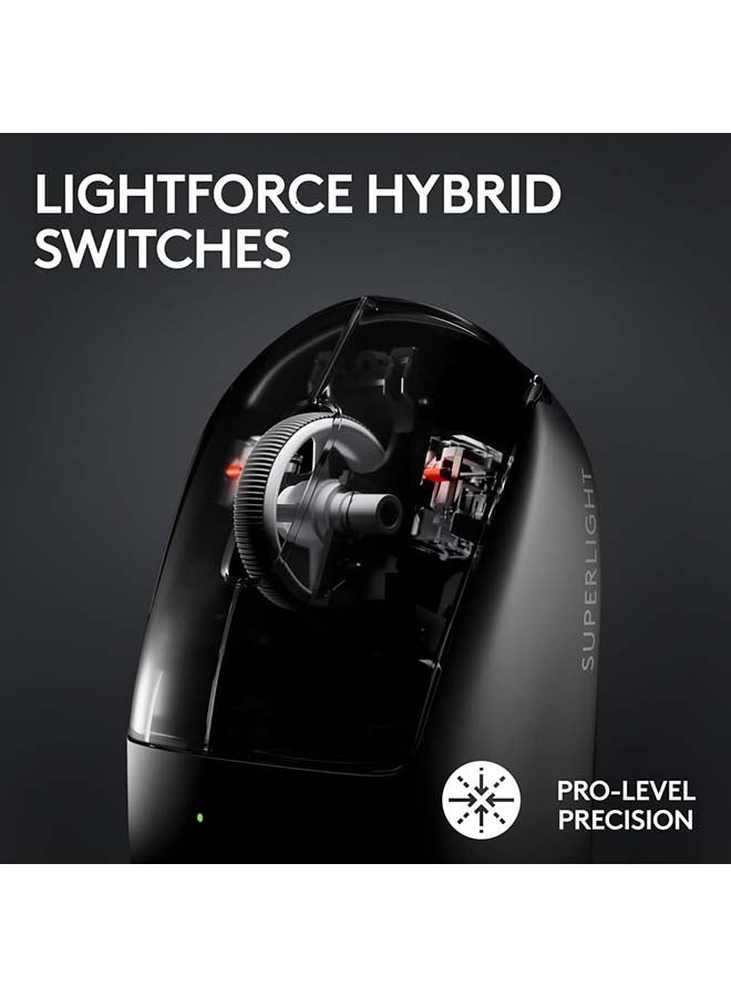 لوجيتيك ماوس الألعاب اللاسلكي Logitech G PRO X SUPERLIGHT 2 LIGHTSPEED، خفيف الوزن، مفاتيح هجينة LIGHTFORCE، مستشعر HERO 2، 32000 نقطة في البوصة، 5 أزرار قابلة للبرمجة، شحن USB-C، الكمبيوتر الشخصي وماك - أسود - Image 3