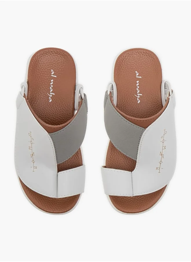 الواحة Boys Embroidered Slip-On Arabic Sandals with Toe Loop Detail