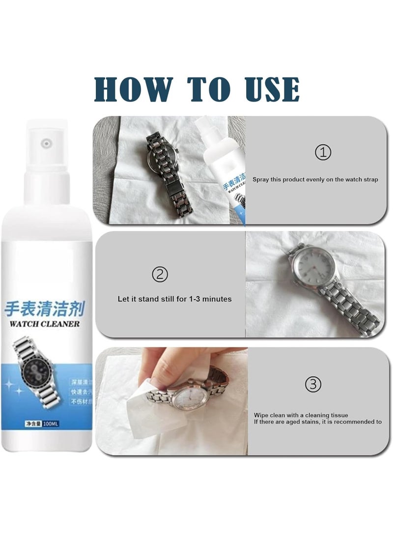 SYOSI Watch Strap Maintenance Cleaner Spray, Metal Watch Strap Cleaner, Watch Cleaner Solutions for Deep Cleaning, Quick and Effective Cleaning for Case, Bracelet, and Jewelry (Clear) - Image 5