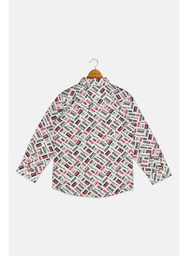 Levi's Kids Boy Long Sleeve Printed Shirt, White Combo  - Image 2