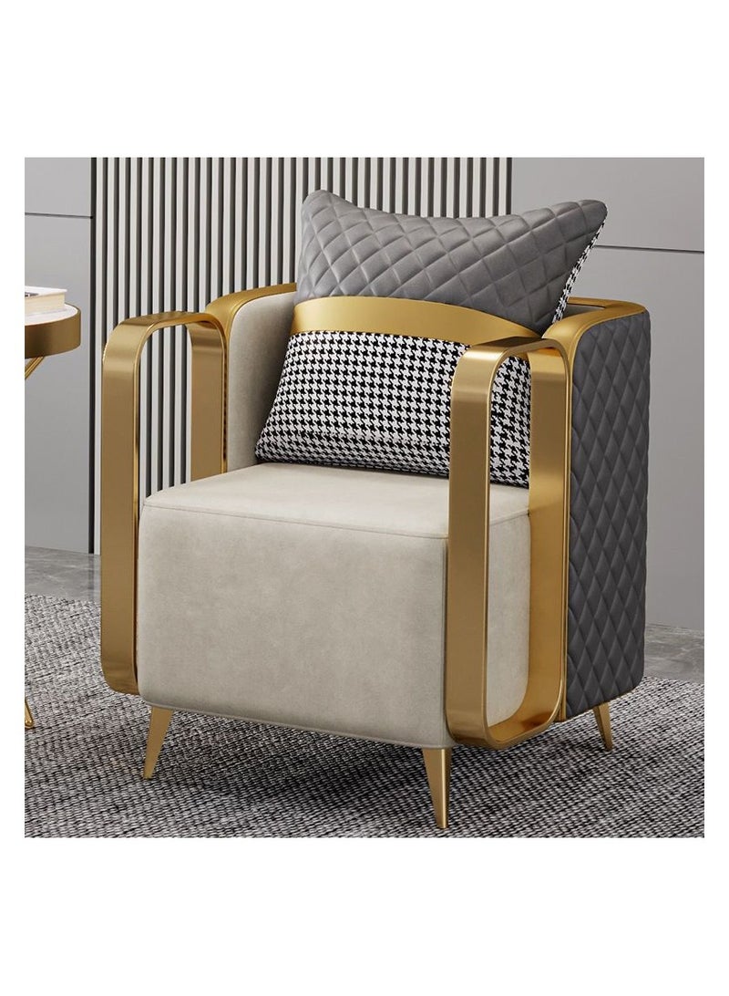 أيه دابليو دي طقم كرسيين بذراعين مع طاولة مستديرة لغرفة النوم وغرفة الطعام، قطعتين من أريكة مبطنة بمقعد لشخص واحد مع طاولة جانبية ذهبية اللون وكرسي ترفيه مع طاولة مطابقة لغرفة المعيشة - Image 2