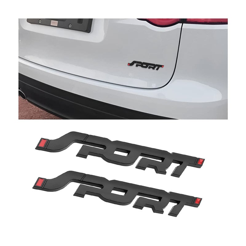 2PCS 3D Metal Car Sport Sticker Car Side Fender Rear Trunk Emblem Badge Decals Auto Tailgate Sport Logo Decoration Accessories Compatible for All Truck SUV Pickup Models Black