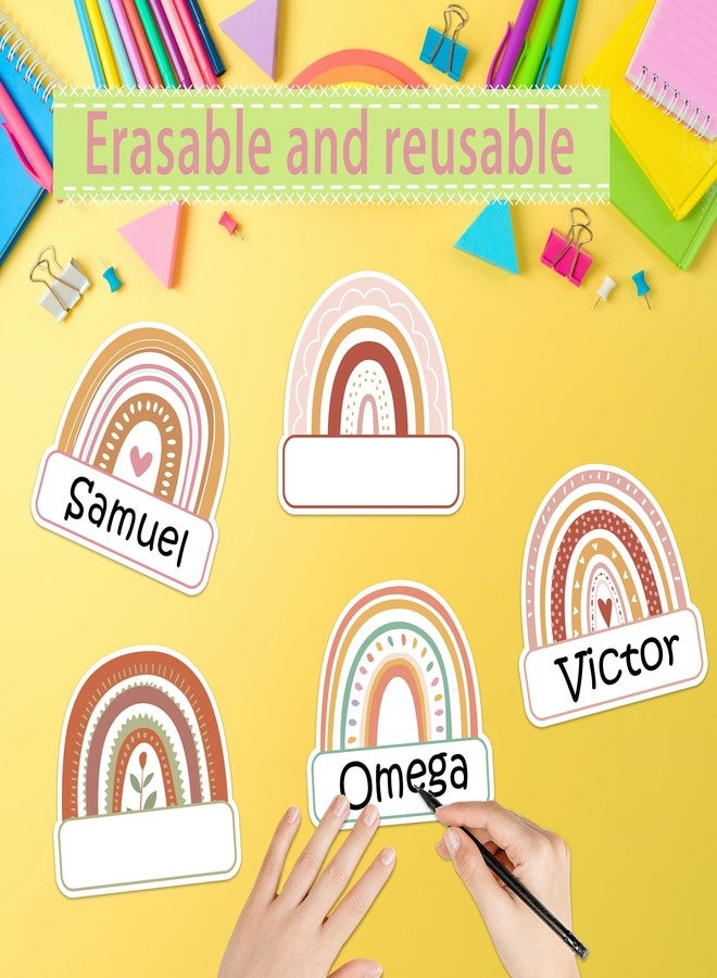 Lucleag 45 PCS Rainbow Cutouts for Classroom Bulletin Board Decor, Boho Rainbow Name Tags Paper Student Nameplates for Back to School Classroom Office Cubbies Desk Teachers Bulletin Board - Image 3