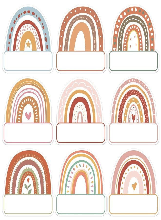 Lucleag 45 PCS Rainbow Cutouts for Classroom Bulletin Board Decor, Boho Rainbow Name Tags Paper Student Nameplates for Back to School Classroom Office Cubbies Desk Teachers Bulletin Board - Image 1