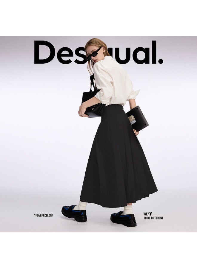 DESIGUAL ss25 New Love Embroidery Pleated A-line Long Skirt - Image 3