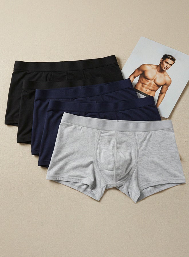 trendyol Navy Blue-Black-Grey Basic 5-Pack Cotton Boxer - Image 1