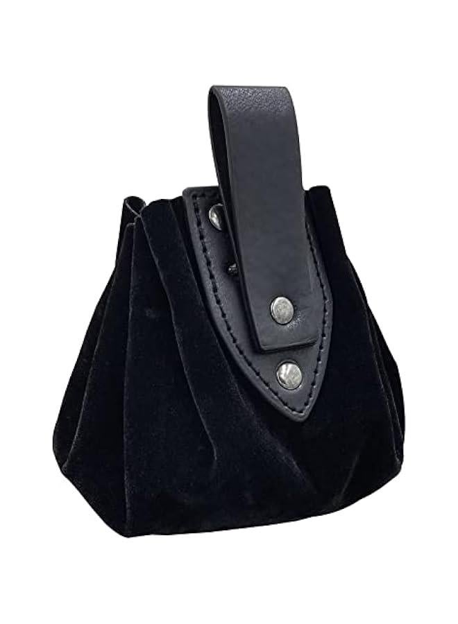 Vintage Medieval Faux Leather Drawstring Pouch, Middle Ages Portable Coin Purse, Rivets Belt Pouch Dice Bag For LARP Ren Faire  - Image 3