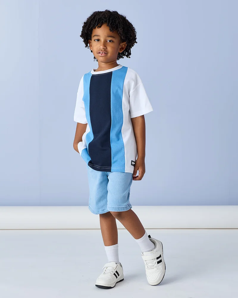 Redtag Boys Multicolor Cut and Sew Fashion T Shirt