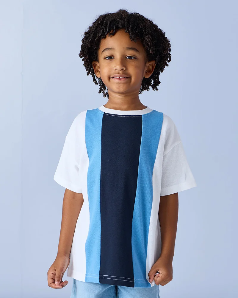 Redtag Boys Multicolor Cut and Sew Fashion T Shirt