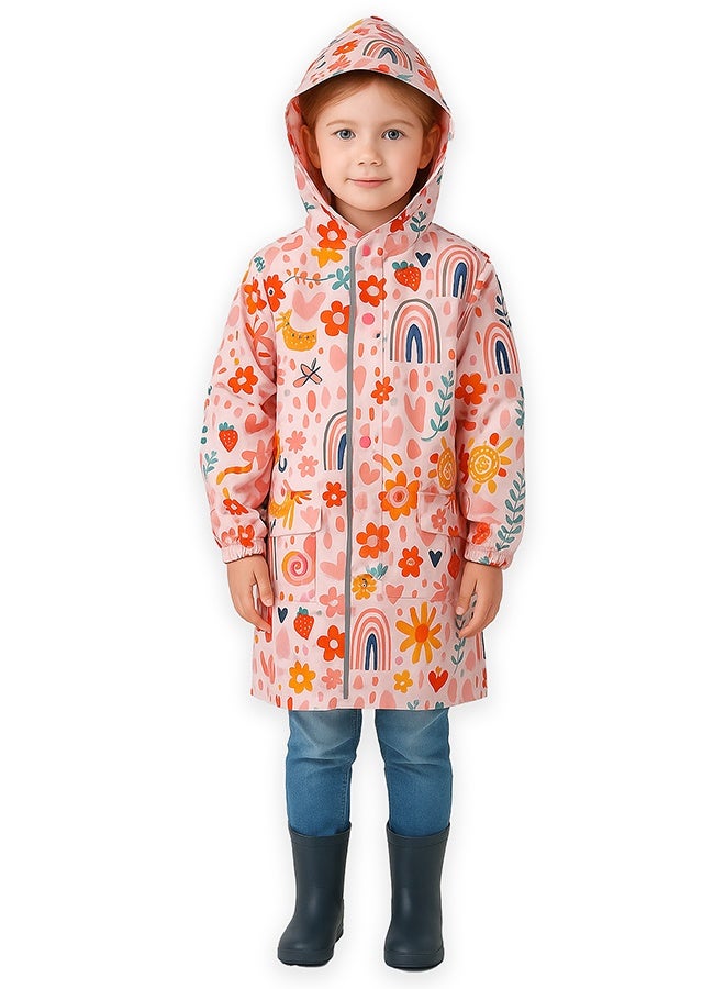 LITTLE SURPRISE BOX Little Surprise Box, Rainy Garden theme Knee length Raincoat for Kids-XL - Image 1