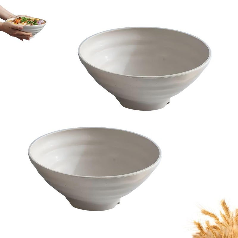 FLOXIT Unbreakable Cereal Bowls, 900 ML Wheat Straw Bowls Set of 2, EU Tested. Lightweight, Dishwasher and Microwave Safe, Ideal for Cereal, Salad, Noddle and Parties (Beige) - Image 1