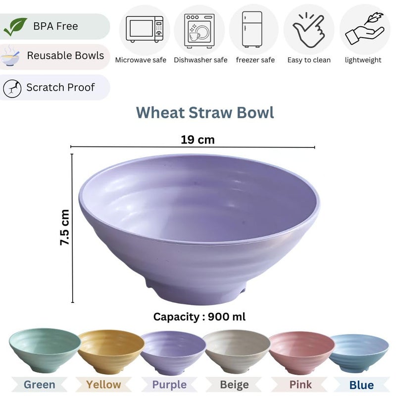 FLOXIT Unbreakable Cereal Bowls, 900 ML Wheat Straw Bowls Set of 2, EU Tested. Lightweight, Dishwasher and Microwave Safe, Ideal for Cereal, Salad, Noddle and Parties (Beige) - Image 2