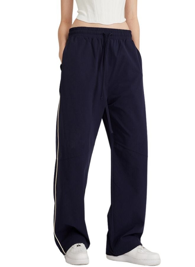 Unisex Men and Women Drawstring Baggy Wide Bottom Leg Long Side Stripe Track Pant