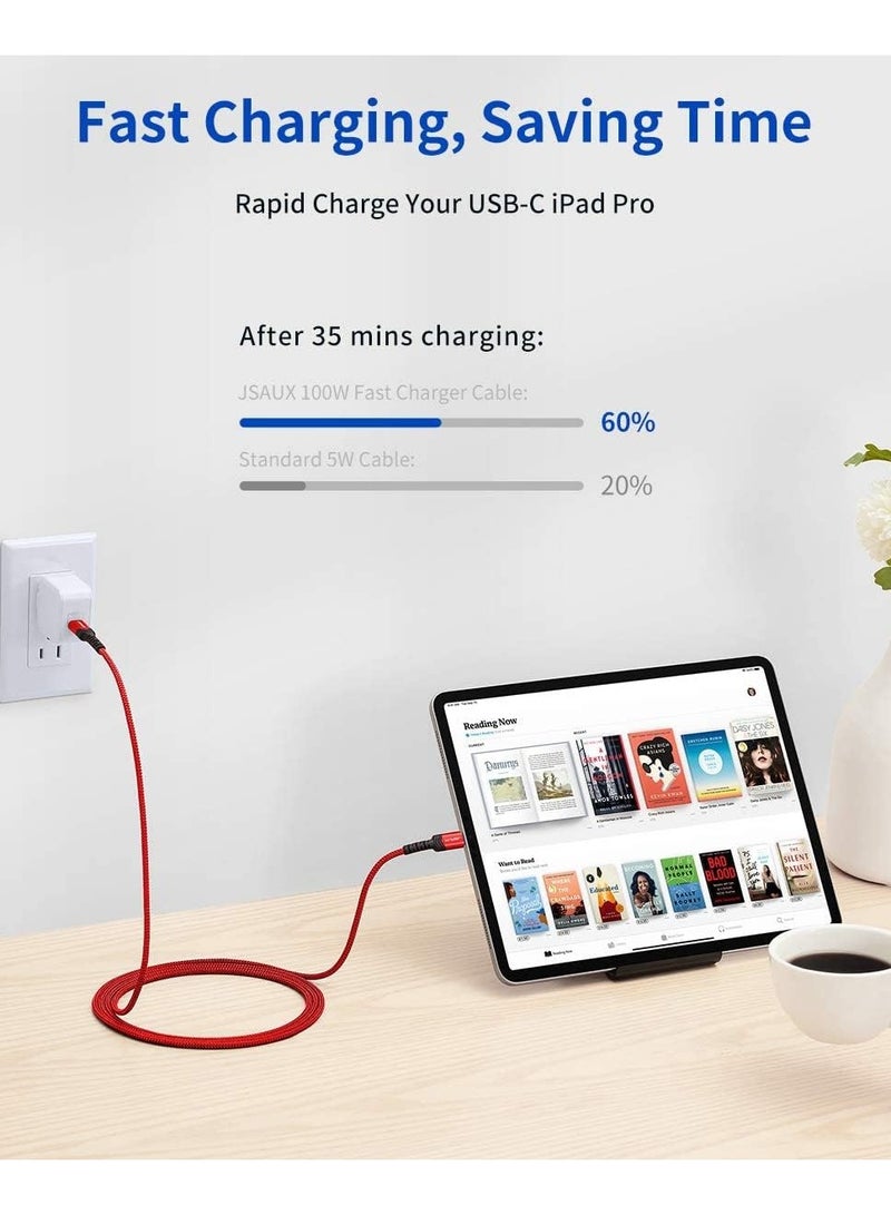 JSAUX USB C to USB C 100W Fast Charging Cable 2M Red - Image 3