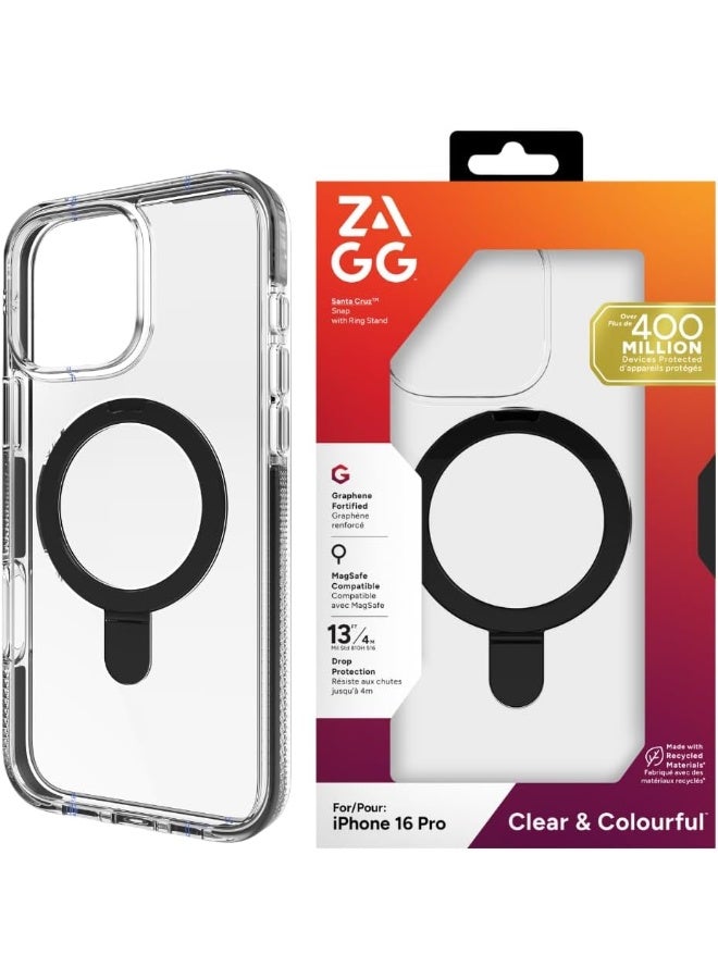 ZAGG Santa Cruz Snap Case with RingStand for iPhone 16 Pro Clear/Black - Image 1