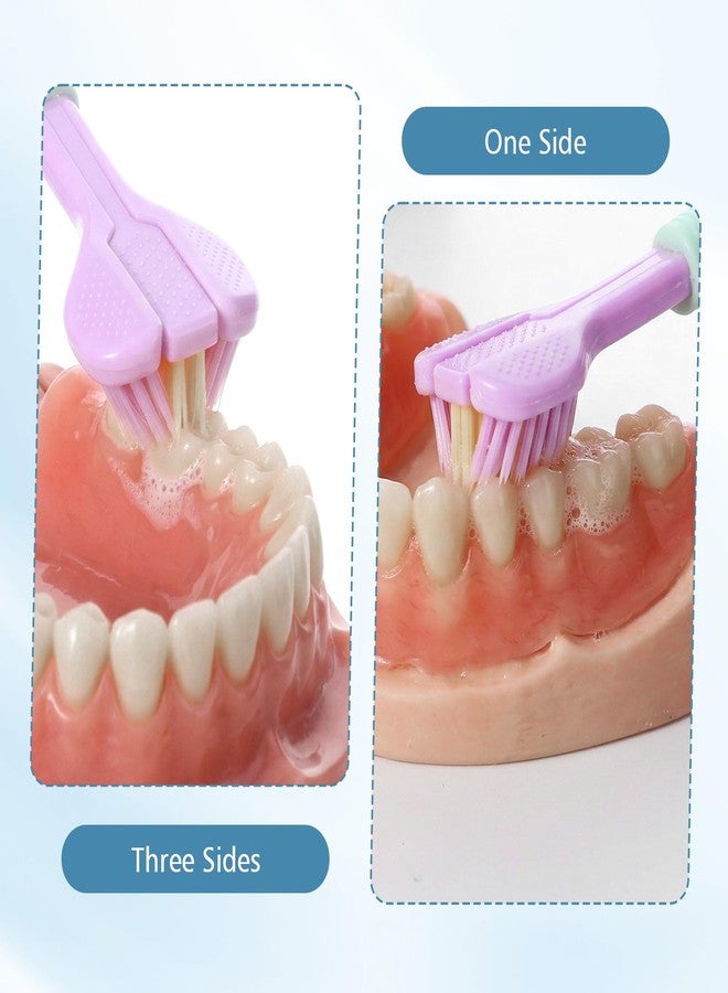 Wanmu 4 Pcs 3-Sided Toothbrush for Adults Random Color Soft Bristle Toothbrush Effective Wrap-Around Cleaning Autism Tooth Brush for Comprehensive Care of Teeth(Purple, Blue, Pink, Green - Image 5