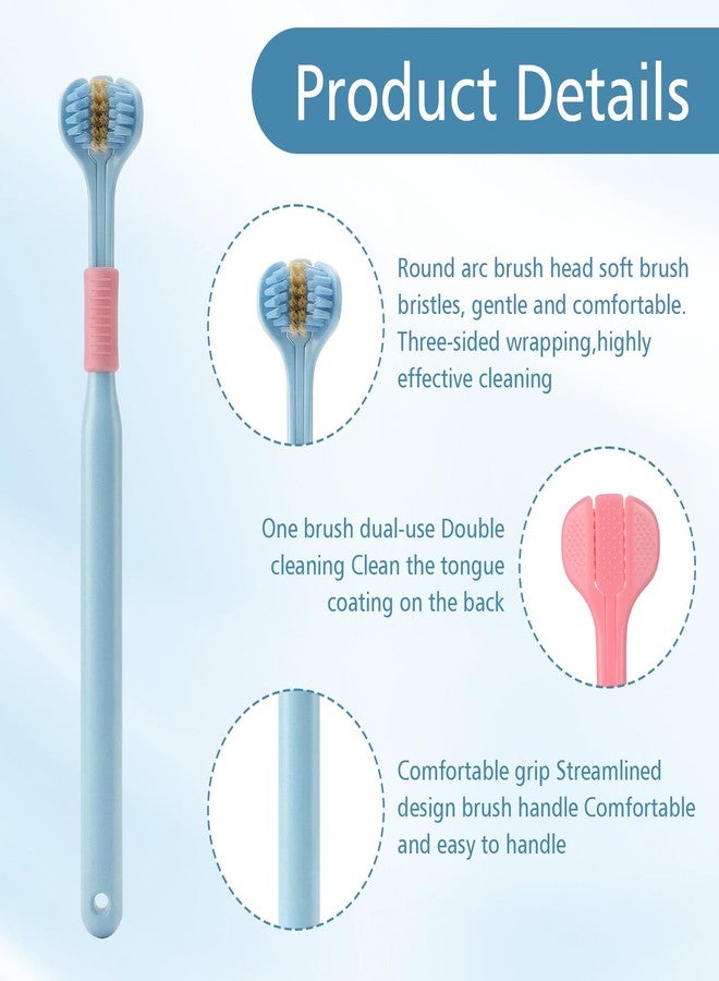 Wanmu 4 Pcs 3-Sided Toothbrush for Adults Random Color Soft Bristle Toothbrush Effective Wrap-Around Cleaning Autism Tooth Brush for Comprehensive Care of Teeth(Purple, Blue, Pink, Green - Image 3