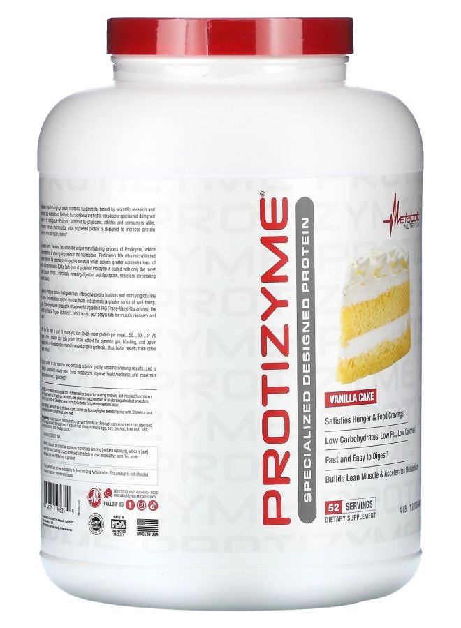 Metabolic Nutrition Protizyme Specialized Designed Protein Vanilla Cake 4 lb (1820 g) - Image 2