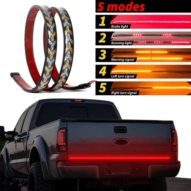 AutoBizarre 48 inch Sequential Amber Turn Signal Lights Double Flashing Light Truck Tailgate Light Pickup Tail Light Strip Compatible with All Cars, Trucks, SUV, Vans - Image 2
