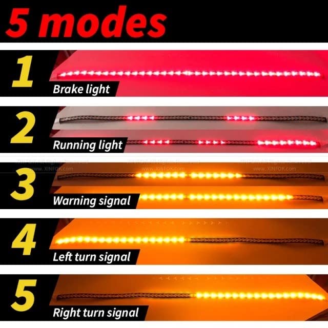 AutoBizarre 48 inch Sequential Amber Turn Signal Lights Double Flashing Light Truck Tailgate Light Pickup Tail Light Strip Compatible with All Cars, Trucks, SUV, Vans - Image 4