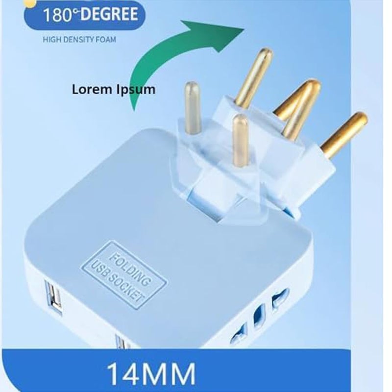 VORTEXA VORTEXA 3 in 1 Adaptor 180 Degree Rotation Wall Plug Adjustable for Mobile Phone Charging Converter Socket Extension Plug Electrical SpaceSaving Smart Multiplug Power Behind Sofa Bedtv etc  - Image 3