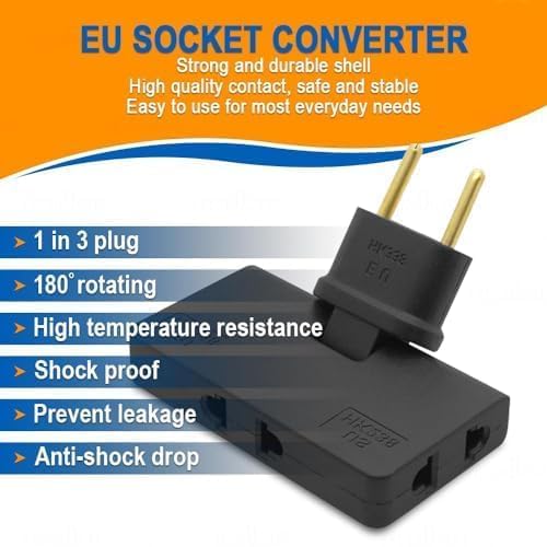 VORTEXA VORTEXA 3 in 1 Adaptor 180 Degree Rotation Wall Plug Adjustable for Mobile Phone Charging Converter Socket Extension Plug Electrical SpaceSaving Smart Multiplug Power Behind Sofa Bedtv etc  - Image 2