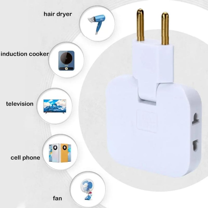 VORTEXA VORTEXA 3 in 1 Adaptor 180 Degree Rotation Wall Plug Adjustable for Mobile Phone Charging Converter Socket Extension Plug Electrical SpaceSaving Smart Multiplug Power Behind Sofa Bedtv etc  - Image 5