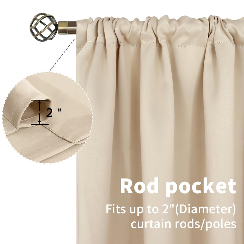 BGment بئسة الستائر القصيرة القصيرة بطول 54 بوصات - غرفة جيب قضيب الستائر نافذة غامق لغرفة نوم الحمام الطابق السفلي الشمبانيا 2 لوحات 42 × 54 بوصة - Image 4