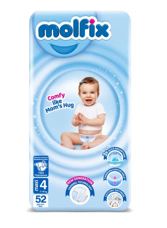 Molfix Maxi Baby Diapers Size 4 | Jumbo Pack | 52 Diapers