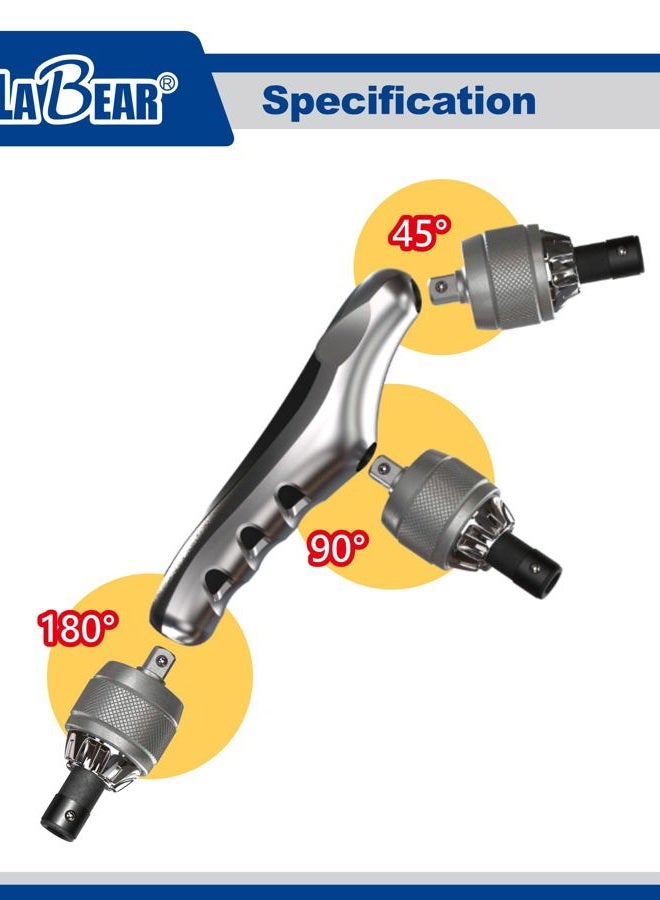 LaBear 3 Adjustable Handle Positions, Multi-Purpose Ratcheting Screwdriver, Ergonomic Grip Handle, Mini Ratchet - Image 2