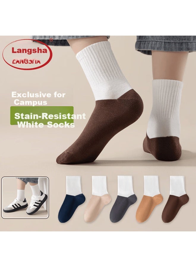 LANG SHA Langsha Children's Socks Boys Four Seasons School Style Mid-calf Cotton Socks Comfortable Breathable Student Socks For Older Kids - Image 1