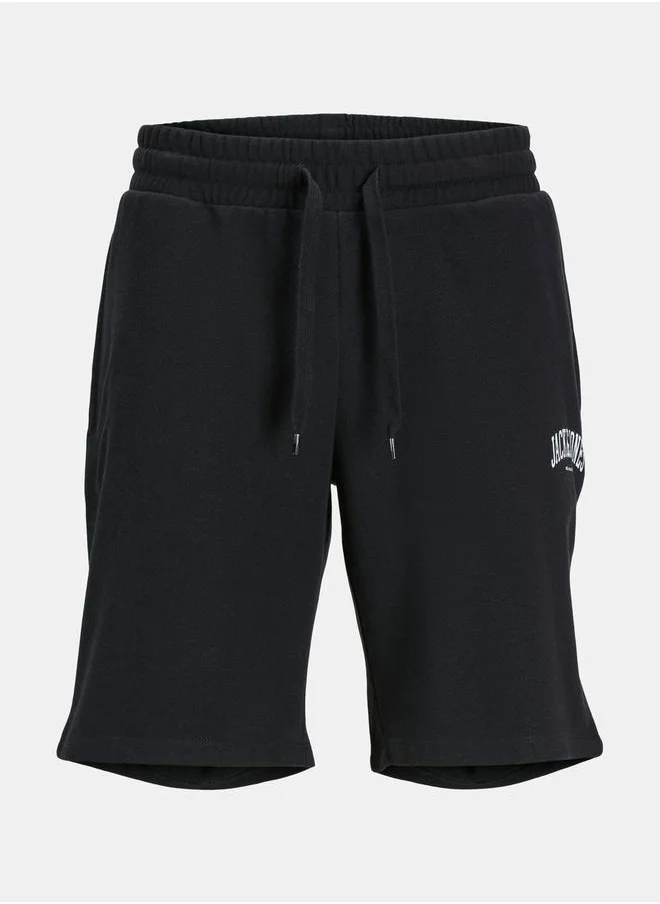 JACK & JONES Logo Print Sweat Shorts with Drawstring Waistband