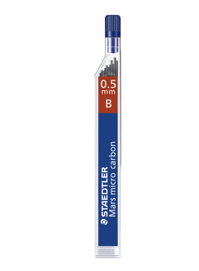 Staedtler Micro Mars Carbon Mechanical Pencil Leads, 0.5 mm, B, 60 mm x 12 (250 05 B) - Image 1