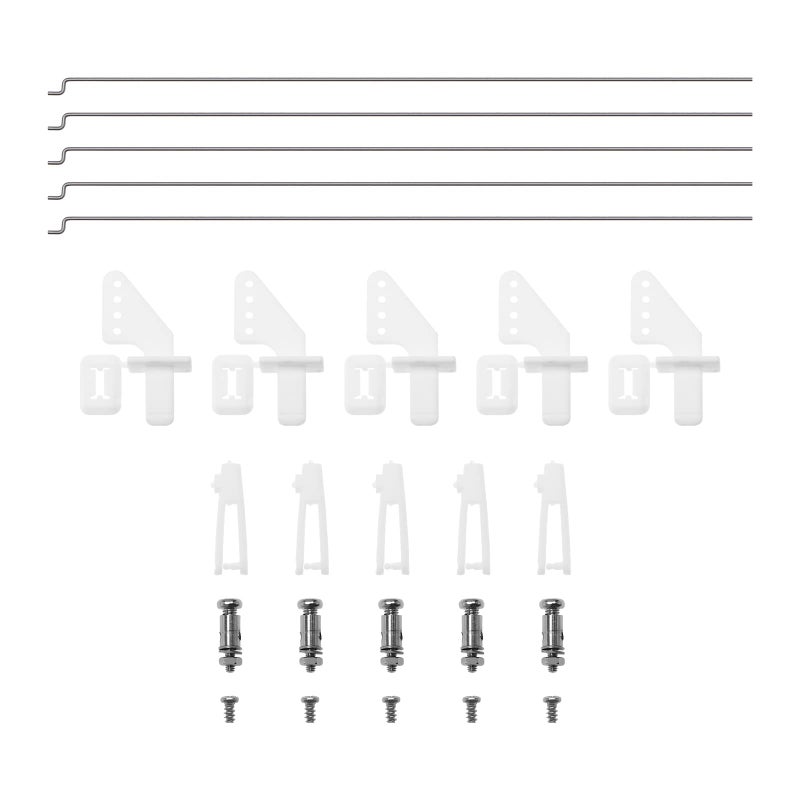 ECSiNG Pack of 15 Fixed Wing Aeroplane Starter Horn Kit 1.2 x 200 mm Push Rod 1.3 mm Push Rod Plug Control Horn Accessories for RC Model Aeroplanes RC Helicopter - Image 1