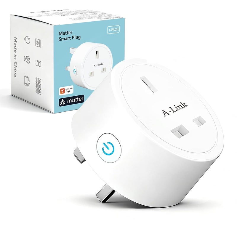 A-Link Matter Smart Plug with Energy Monitoring, Smart WiFi Socket, Works with Tuya Smart ,Smart Life,Apple HomeKit,Alexa,Google Home,SmartThings App, with Voice Remote Control, 16A Max (1) - Image 1