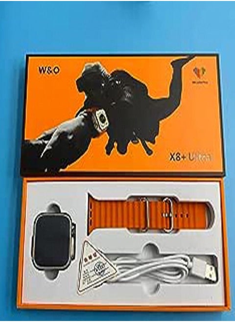 ساعه ذكيه X8+ Plus Ultra الاصدار الثامن شاشه 2.08 بوصه IPS - بلوتوث - NFC - مضاده للمياه IP67 - شاحن لاسلكى -ذهبى