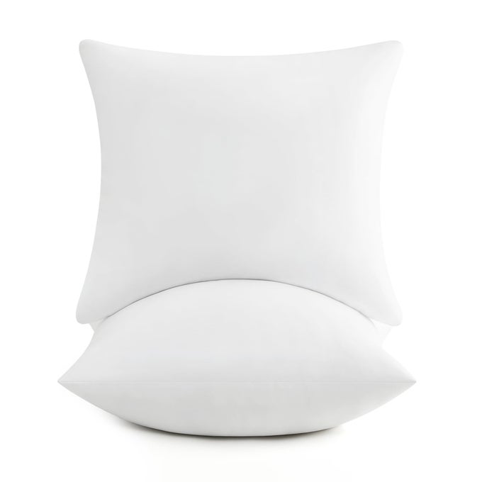 18X18 PILLOW INSERTS FULL FLUFFY SQUARE DOWN ALTERNATIVE STUFFER SET OF 2 SOFT PLUSH DECORATIVE THROW PILLOWS FOR COUCH SOFA BED AND HOME DECOR