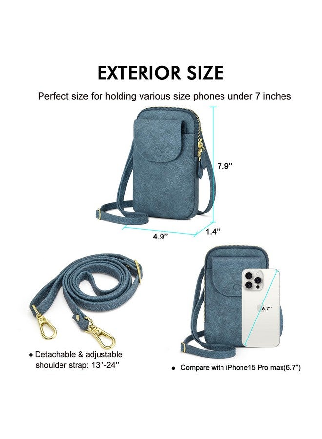 PEACOCKTION Peacocktion Blue Crossbody Bags for Women, Wristlet Purses, Leather Clutch Purses, Shoulder Bag Handbags with Zipper Card Slot  - Image 3