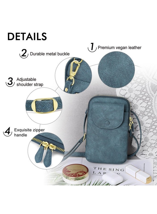 PEACOCKTION Peacocktion Blue Crossbody Bags for Women, Wristlet Purses, Leather Clutch Purses, Shoulder Bag Handbags with Zipper Card Slot  - Image 4
