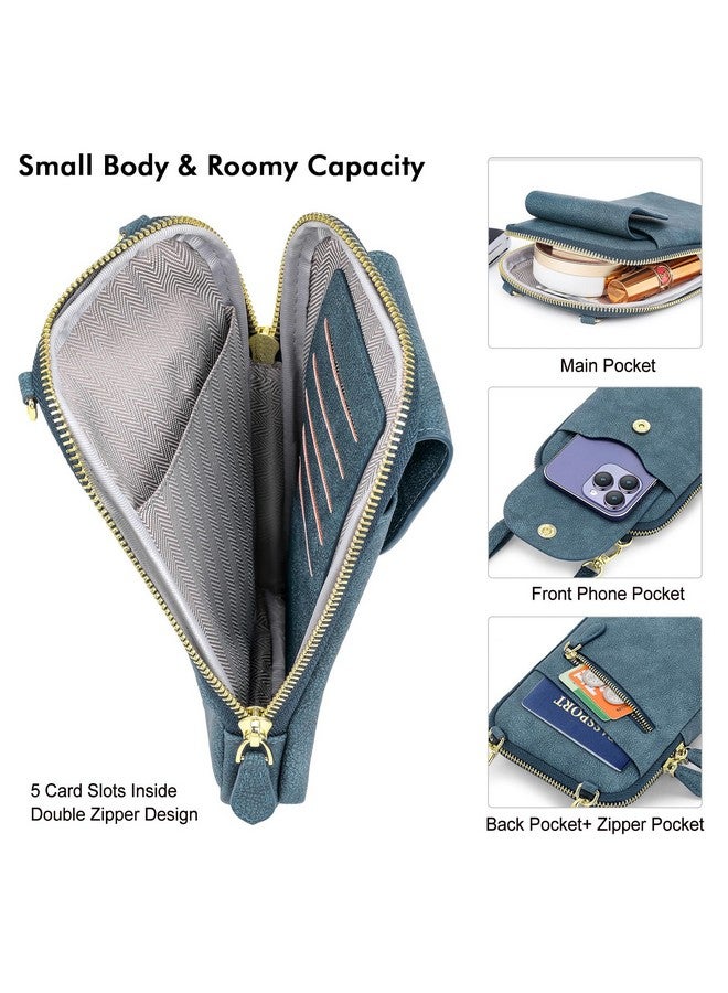 PEACOCKTION Peacocktion Blue Crossbody Bags for Women, Wristlet Purses, Leather Clutch Purses, Shoulder Bag Handbags with Zipper Card Slot  - Image 2